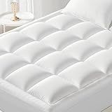 YUGYVOB Queen Mattress Topper -600GSM Extra Thick Cooling & Breathable Mattress Pad with Deep Pocket 8"-21" & Soft Down Alternative Filling, White