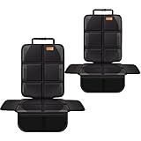 Car Seat Protector, 2 Pack, Thickest Padded 600D Fabric Padding, Waterproof, Durable, Anti Slip Backing, Child Seat Protection, Suitable for Babies, Toddlers, Children（Black 2）