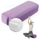 MABOZOO Yoga Bolster Pillow, Triple-Layer Sponge Rectangular Yoga Bolster with Carry Handle Meditation Pillow with Washable Cover for Restorative, Meditation (Purple)
