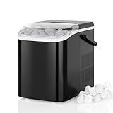DUMOS Fast & Quiet Ice Maker for Countertop – 9 Bullet Cubes in 6 Mins, 26lbs/Day, Self-Cleaning Portable Ice Machine with Handle for Home, Kitchen, Dorm, Black
