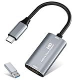 Video Capture Card, 4K USB3.0 HDMI to USB C, 1080P60FPS HDMI Capture Card for Streaming, Gaming, Video Recording Compatible with Switch, Xbox, PS4, OBS, Windows, Mac OS, Zoom(Silver)