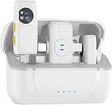 MAYBESTA 2 Pack Wireless Mini Microphone with Charging Case - AI Noise Reduction for iPhone Andriod Phone, Studio Quality Audio for Video Recording Vlog YouTube Interview(White)