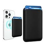 Amzone Stronger Magnetic RFID Leather Mag-Safe Card Holder for iPhone 16 Series, Mag-Safe Accessories Stick on Series of iPhone 16/15/14/13/12 and Pro/Promax, Black