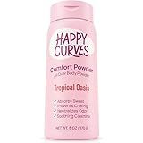 HAPPY CURVES Comfort Powder: Talc Free Anti Chafe Body & Foot Dusting Powder Deodorant to Control Inner Thigh Chafing, and Private Areas 6oz (Pack of 1) - Tropical Oasis