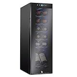 Ivation 12 Bottle Compressor Wine Cooler Refrigerator w/Lock, Large Freestanding Wine Cellar Fridge, 41f-64f Digital Temperature Control Glass Door Black