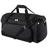 Uarition Gym Bag for Men - 55L Black Durable Large Duffle Bag for Travel, Workout, Fitness & Sport