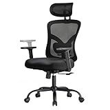 Marsail Ergonomic Office Chair Ergonomic Gaming Chair with Lumbar Support, 2D Headrest, Adjustable Armrests, Contoured Seat Cushion, Computer Desk Chair with Wheels for Home and Office (Dark)