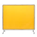 VEVOR Welding Screen with Frame, 6' x 8' Welding Curtain Screen, Flame-Resistant Vinyl Welding Protection Screen on 4 Swivel Wheel (2 Lockable), Moveable & Professional for Workshop/Industrial, Yellow