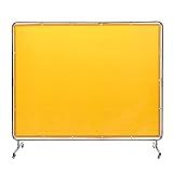 VEVOR Welding Screen with Frame, 6' x 8' Welding Curtain Screen, Flame-Resistant Vinyl Welding Protection Screen on 4 Swivel Wheel (2 Lockable), Moveable & Professional for Workshop/Industrial, Yellow