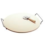 GoodCook Oven to Table Ceramic Stoneware Pizza Stone with Metal Rack, 14.75", White