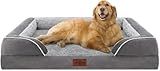 Comfort Expression Orthopedic Dog Bed for Extra Large Dogs 42x30 Inch, Waterproof Egg Crate Foam XL Pet Bed with Removable Bolsters, Dog Couch with Washable Cover & Non-Slip Bottom, Grey