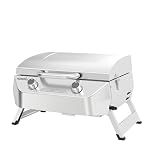 Nexgrill Tabletop 2 Burner Gas Grill, Stainless Steel with Folding Legs