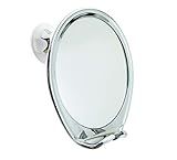 JiBen Fogless Shower Mirror with Power Locking Suction Cup, Built-in Razor Hook and 360 Degree Rotating Adjustable Arm, Personal Fog Free Bathroom Shaving Mirror (Chrome)