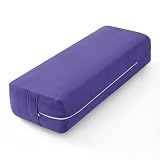 Wellsin Yoga Bolster Pillow for Restorative - Yoga Meditation Pillow with Washable Suede Cover, 27"X10" X5.5", Purple