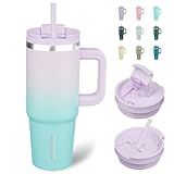 BJPKPK Tumbler With Handle 30 oz Stainless Steel Insulated Tumbler With Lid And Straw For Water Or Ice Coffee,Lavender Green