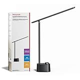 Honeywell Upgraded LED Desk Lamp - H01 Pro Sunturalux™ Foldable Desk Light with USB A+C Charging Ports, 3 Color Modes Dimmable Table Lamp for Home Office Reading(Black)