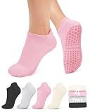 yeuG Pilates Socks with Grips for Women Non Slip Grip Socks for Yoga, Barre, Hospital Grippy Ankle Socks Womens Gifts pilates outfits for women workout sets
