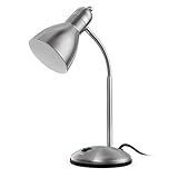 LEPOWER Metal Desk Lamp, Adjustable Goose Neck Table Lamp, Eye-Caring Study Desk Lamps for Bedroom, Study Room and Office (Silver)