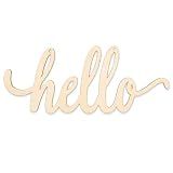 Hello Wooden Letter,Hello Wood Hanging Sign,DIY Block Word Sign Wall Christmas Wreath Decor Wooden Door Art (13.7x5.3in)
