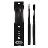 MOON Extra Soft Bristle Toothbrush for Adults, 2 Pack, Black