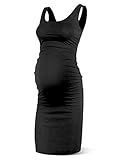 Rnxrbb Women Summer Sleeveless Maternity Dress Pregnancy Tank Scoop Neck Mama Clothes Casual Bodycon Clothing,Black M