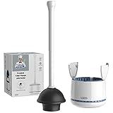 MR.SIGA Toilet Plunger with Holder, Plungers for Bathroom Heavy Duty, White