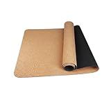 Cork Yoga Mat 6mm Thick Cushioning High Density Natural Rubber Pilates Exercise Pad with Carrying Strap 72 x 24 Inch for Home Gym