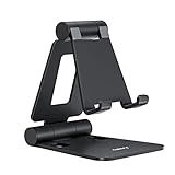 Nulaxy Dual Folding Cell Phone Stand, Fully Adjustable Foldable Desktop Phone Holder Cradle Dock Compatible with iPhone 17 16 15 14 13 12 11 Pro Max Xs Xr X 8, Nintendo Switch, All Phones