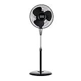 BLACK+DECKER 16 Inches Stand Fan with Pedestal Base, Height Adjustable Pedestal Fan with Remote and Touch Control Panel, Free Standing Fan with 90-Degree Oscillating and 3-Speed Settings, Black