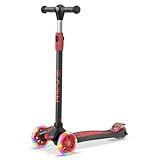 Dribbl 3-Wheel Kids Scooter - Lean-to-Steer Technology, Adjustable Height Handlebar, Anti-Slip Deck, Scooter for Boys & Girls Ages 3+, Child Safety Approved, Support Rider Up To 165 lbs, Black and Red