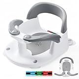NFSVLB Baby Bath Seat for Babies 6 Months & Up Sitting Up with Temperature Alert+Soft Cushion+Suction Cup,Infant Bath Seat for Baby Bath Chair Toddler Bath seat for Bathtub Tub Shower Grey