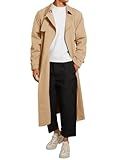 Runcati Mens Trench Coat Double Breasted Belted Windbreaker Jackets Lapel Lightweight Long Jacket Casual Overcoat