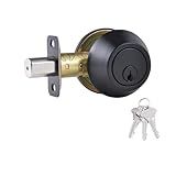 Comfhouse 1 Side Keyed Deadbolt Lock,Single Cylinder Dead Bolt, Matte Black Round Exterior Keyed Front Entry Inside Door Deadbolt