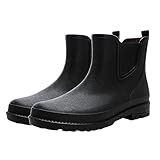 pfoosnd Mens Rain Boots Ankle Rubber Rain Boot Mens Waterproof Ankle Water Boots for Men Waterproof Garden Boots(Black,US 9)