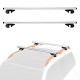 Amazon Basics Cross Rail Roof Rack, 56 inches, Fits up to 49.6" Spans between Raised Side Rails with Gap, 2-Pack, Black/Silver