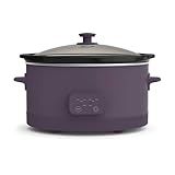 bella 6.0 Qt Programmable Slow Cooker, Ceramic Nonstick Coating, Adjustable Temperature & Cooking Times, Dishwasher Safe Stoneware Pot & Tempered Glass Lid, Tangle Free Cord Wrap, Plum