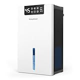 Dehumidifier, Dehumidifiers for Home(1000sq.ft), 98 OZ Dehumidifier Washable Air Filter, Dehumidifiers for Basement with Drain Hose, Auto Shut Off, Timer Setting, 7 Colors LED Light, (White)