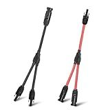 letivay 2 to 1 Solar Panel Connectors Y Branch Universal 10 AWG Solar Connectors (Red & Black)