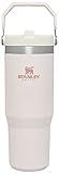 Stanley IceFlow Flip Straw Tumbler with Handle 30 oz | Twist On Lid and Flip Up Straw | Leak Resistant Water Bottle | Insulated Stainless Steel |BPA-Free | Rose Quartz
