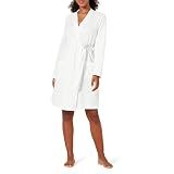 Amazon Essentials Women's Lightweight Waffle Full-Length Bath Robe (Available in Plus Size), White, Large