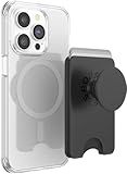 PopSockets Phone Wallet with Expanding Grip and Adapter Ring for MagSafe, Magnetic Phone Card Holder, Wireless Charging Compatible, Wallet Compatible with MagSafe/Samsung - Black