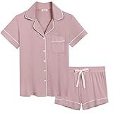 Joyaria Pajamas for Women Viscose Made From Bamboo Cooling Pj Sets for Hot Flashes(Blushing Pink,XL)