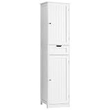 Iwell 66.9" Tall Bathroom Cabinet, Storage Cabinet with 2 Doors & 1 Drawer, Bathroom Storage Cabinets with Adjustable Shelves, for Living Room, Entryway, Home Office, White