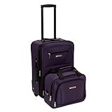 Rockland Fashion Softside 2 Piece Luggage Set, Expandable, (14" Tote/19" Upright), Purple