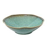 KROUJITY Decorative Bowl 7.6'' Ceramic, Ruffle Catch All Key Bowls for Entryway Table, Coffee Table Bowl Decor, Handcrafted Large Decorative Bowl, Pottery Purse Potpourri Bowl