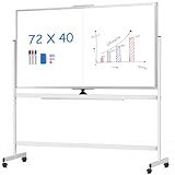 maxtek Rolling Whiteboard, 72x40 Large Double-Sided White Board Dry Erase on Wheels, Giant Magnetic White Board Standing for Office, School, Home Office, Homeschool(72 x 40)