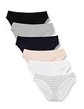 Amazon Essentials Women's Breathable Cotton Bikini Brief Underwear with Full Coverage, Pack of 6, Multicolor/Heather/Stripe, Small