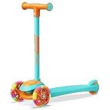 3 Wheel Scooter for Kids, Smooth Light Up LED Front Wheels, Wide Anti Slip Deck, Rear Foot Brake, Easy Lean to Steer Maneuvering, Indoor & Outdoor Ride On Toys for Ages 2 Up, Mint Color