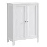 VASAGLE Bathroom Floor Storage Cabinet, Adjustable Shelves, Cloud White