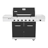 Nexgrill Deluxe 6-Burner Natural Gas Grill with Searing Side Burner and Griddle Insert, Stainless Steel Frame, 60,000 BTUs Output, BBQ Grill for Outdoor Gatherings - 730-0896GH